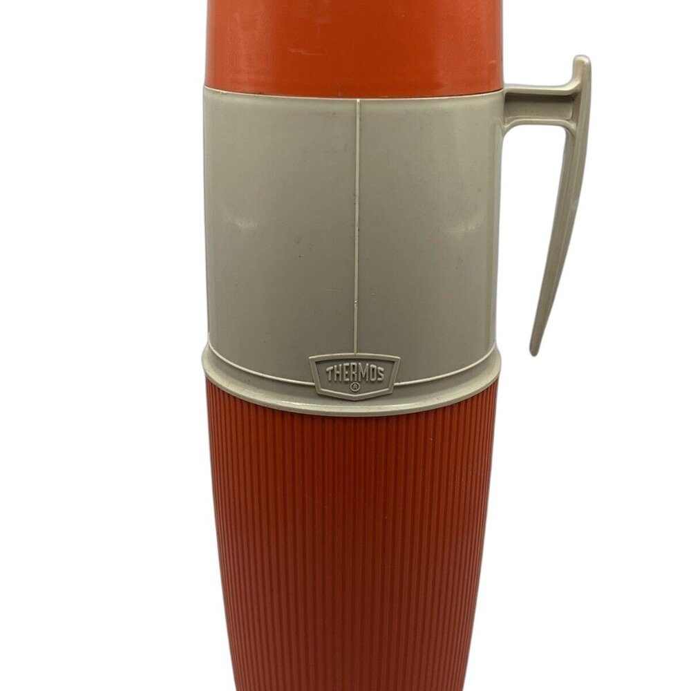Thermos Wide Mouth Quart Vacuum Bottle King Seeley 6402 Vintage Orange Used
